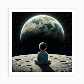 Boy On The Moon Art Print