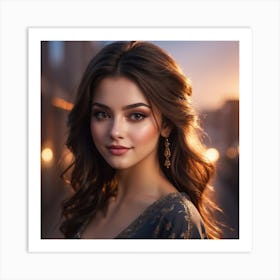 Beautiful Woman With Long Hair Art Print