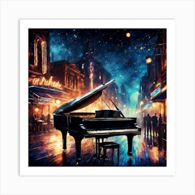 Grand Piano At Night Art Print