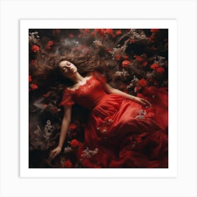 Lady Red Dress Art Print