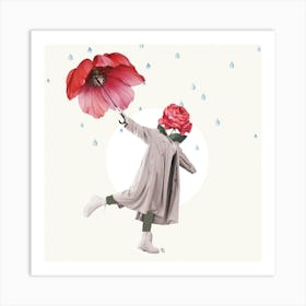 Rain shower - Minimal creative collage with flower Affiche