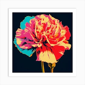 Andy Warhol Style Pop Art Flowers Carnation Dianthus 3 Square Art Print