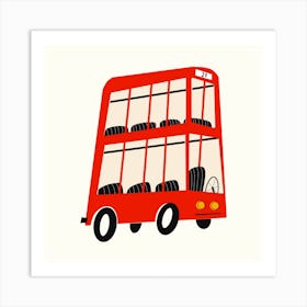 The Good People Company Red Bus Square Art Print