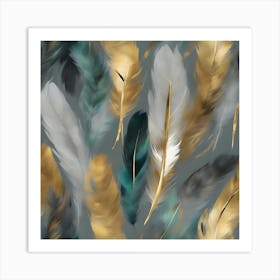 Gold Feathers Art Print