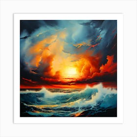 Abstract Art Storm On The Sea Art Print