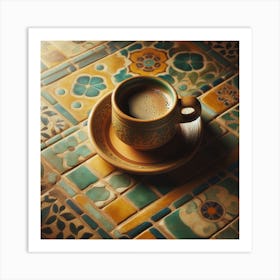 Coffee Cup On Tile Art Print