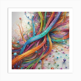 Colorful Network Of Wires Art Print