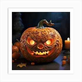 Halloween Pumpkin Carving 3 Art Print