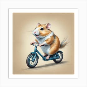 Hamster On A Bike 3 Art Print