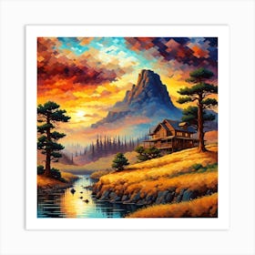 Mountain Cabin Art Print