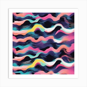 Minimalism Masterpiece, Trace In The Waves To Infinity + Fine Layered Texture + Complementary Cmyk C (25) Art Print