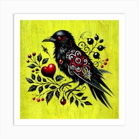 Raven With Heart Art Print