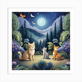 Cats In The Forest Art Print