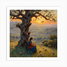 Lady by The Tree Art Print