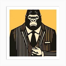 Gangster Gorilla In A Suit Art Print
