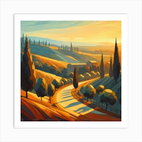 Sunset In Tuscany Art Print