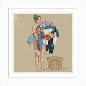 Laundry Pile Neutral Art Print