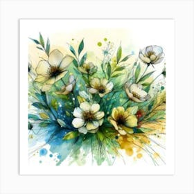 Watercolor Flowers Art Print