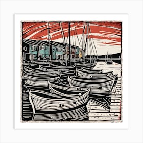 Boats In Harbour 2 Art Print