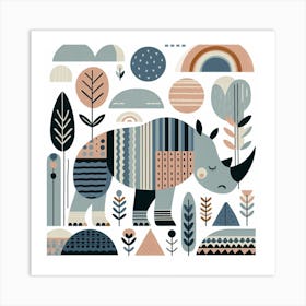 Scandinavian style, Rhino Art Print