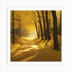 Yellow Path In The Forest 4 Art Print