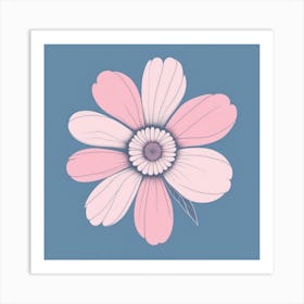 A White And Pink Flower In Minimalist Style Square Composition 669 Art Print