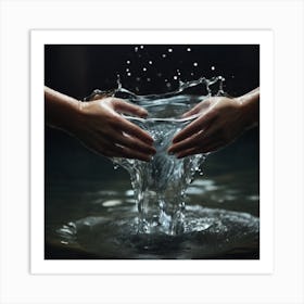 Water Splashing Hands Art Print