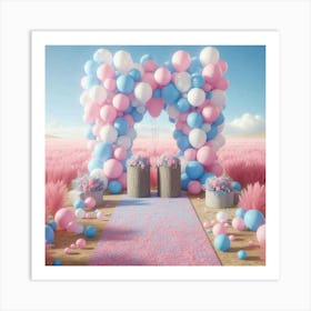 Pink And Blue Balloons 1 Art Print