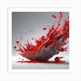 Splash Of Red Liquid Art Print