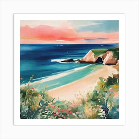 Sunset At The Beach 1 Art Print