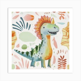 Cute Spinosaurus Dinosaur Watercolour Style 2 Art Print