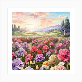 Peony Field Art Print