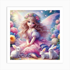 Fairy And Rabbits Art Print