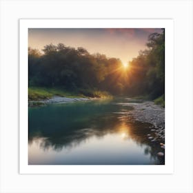 Sunrise Over A River Art Print