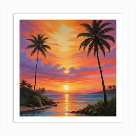 Sunset At The Beach 28 Art Print