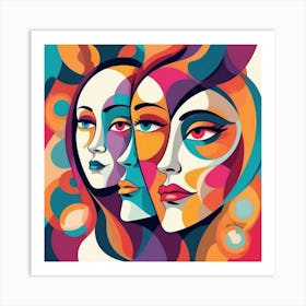 Three Women'S Faces 2 Art Print