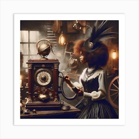 It's about time 2/4  (Beautiful woman  female classic time machine travel  memories dreams art AI Victoria sci-fi doctor who) Art Print