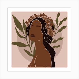 Woman With A Flower Crown Art Print