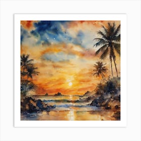 Sunset At The Beach 1 Art Print