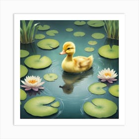 Duck In Pond Art Print