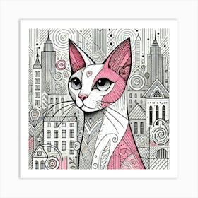 Skylight Claw City Cat Art Print