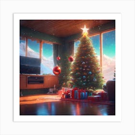 Christmas Tree In The Living Room 67 Art Print
