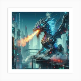 Futuristic Dragon 3 Art Print