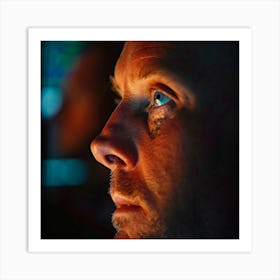 Man Staring At Computer Screen Art Print