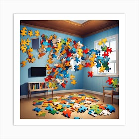 Puzzle Pieces In A Room Art Print