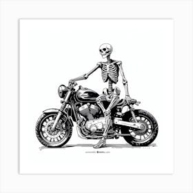 Skeleton On A Motorcycle Art Print