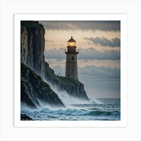 Lighthouse At Dusk Art Print