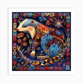 Patchwork Quilted Ferret 2 Art Print