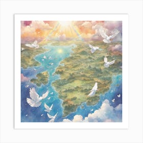 Doves In The Sky Art Print