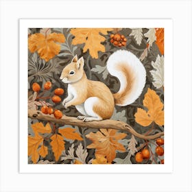 Fall Foliage Squirrel Square 2 Art Print